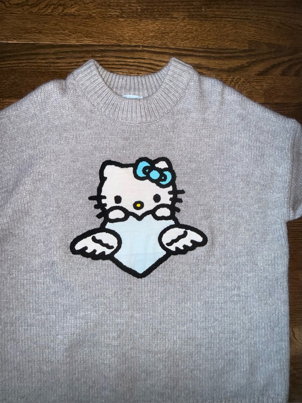 Forever 21 x Sanrio Hello Kitty Blue Angel Knit Sweater Gray Women’s Small - Picture 3 of 4
